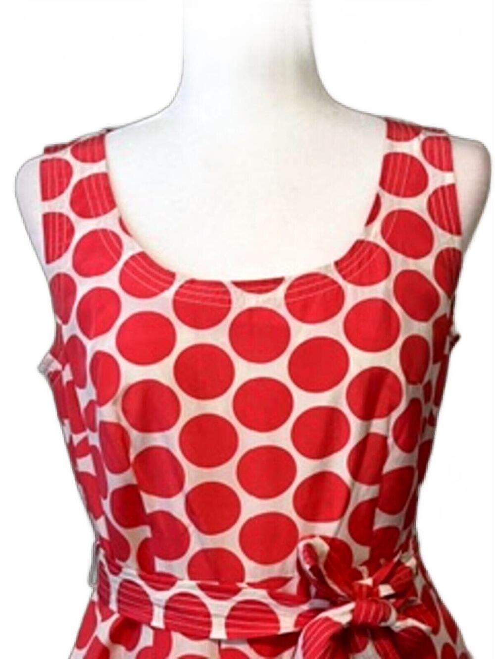 Banana Republic Red Polka Dot Sleeveless Belted Dress NWOT - Picture 2 of 5
